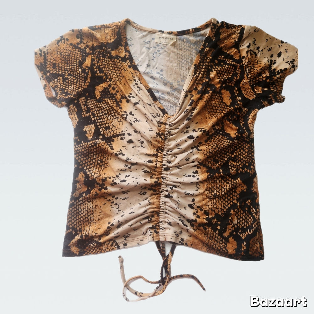 Free Kisses Brown and Tan Kids Blouse